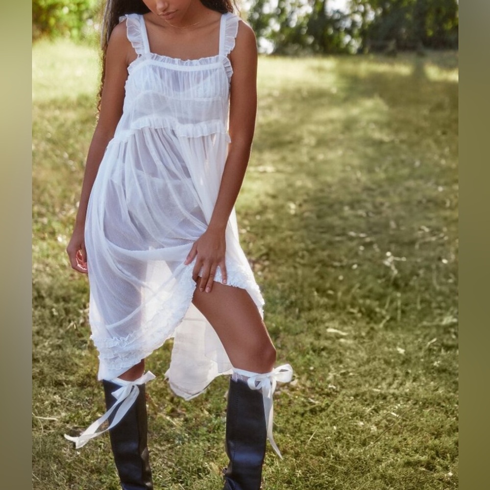 Free People White Sheer Midi Dress